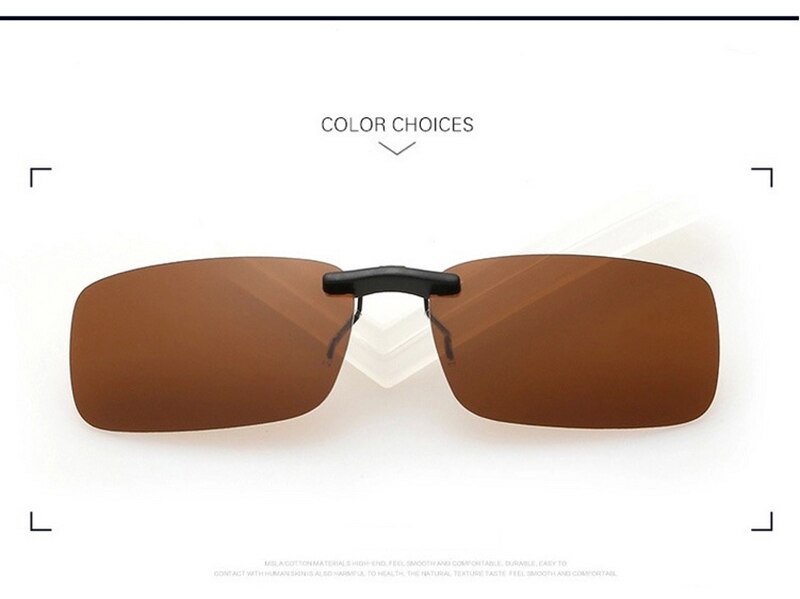 Unisex Polarized Clip On Sunglasses Near-Sighted Driving Night Vision Lens Anti-UVA Anti-UVB Cycling Riding Sunglasses Clip: Tea slice