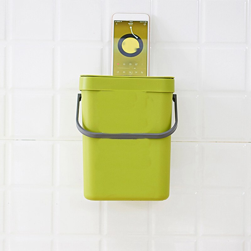 Søppelbøtte med lokk under vask grønn søppelbøtte plast avfallskurv hengende søppelbøtte til dårlig/kontor, avfallskompostbeholder til k