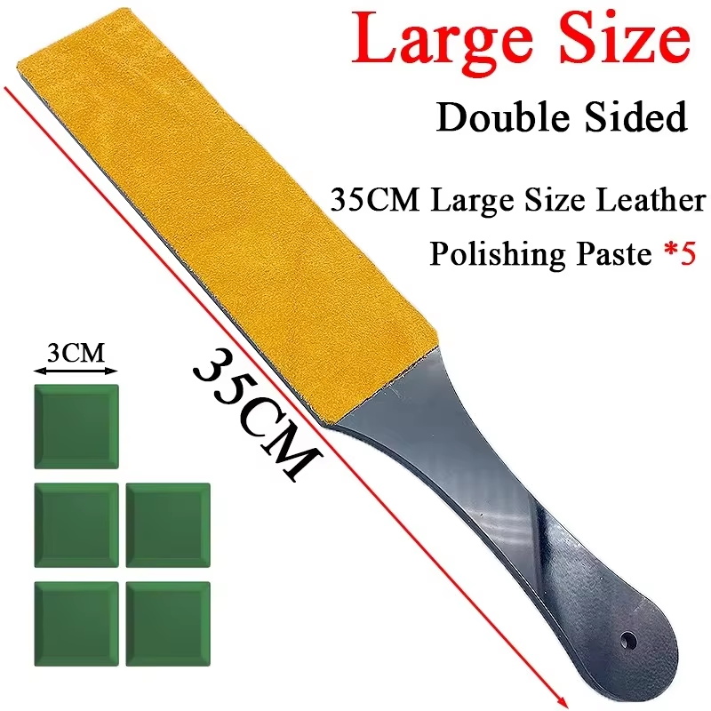 Double Side Leather Strop for Knife Sharpening Stropping Block Kit with Polishing Compound Knife Sharpening Double Side: SKY BLUE