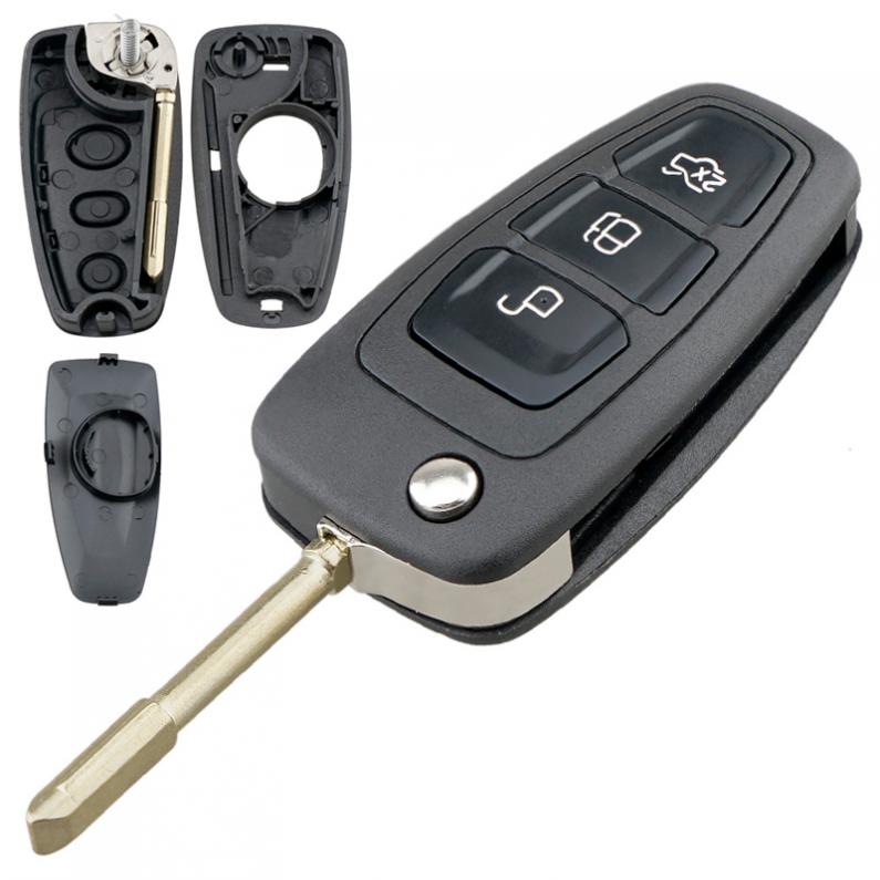 3 Buttons Car Key Fob Shell Replacement with FO21 Blade Flip Folding Remote Cover fit for Ford Focus Mk1 Mondeo Transit Connect