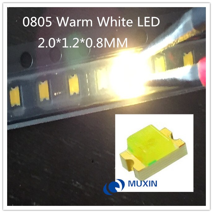 100 Pcs 0805 ) smd Warm Wit Ultra Bright Surface Mount Led Chip Light Emitting Diode Lamp Smt Bead Elektronica Componenten