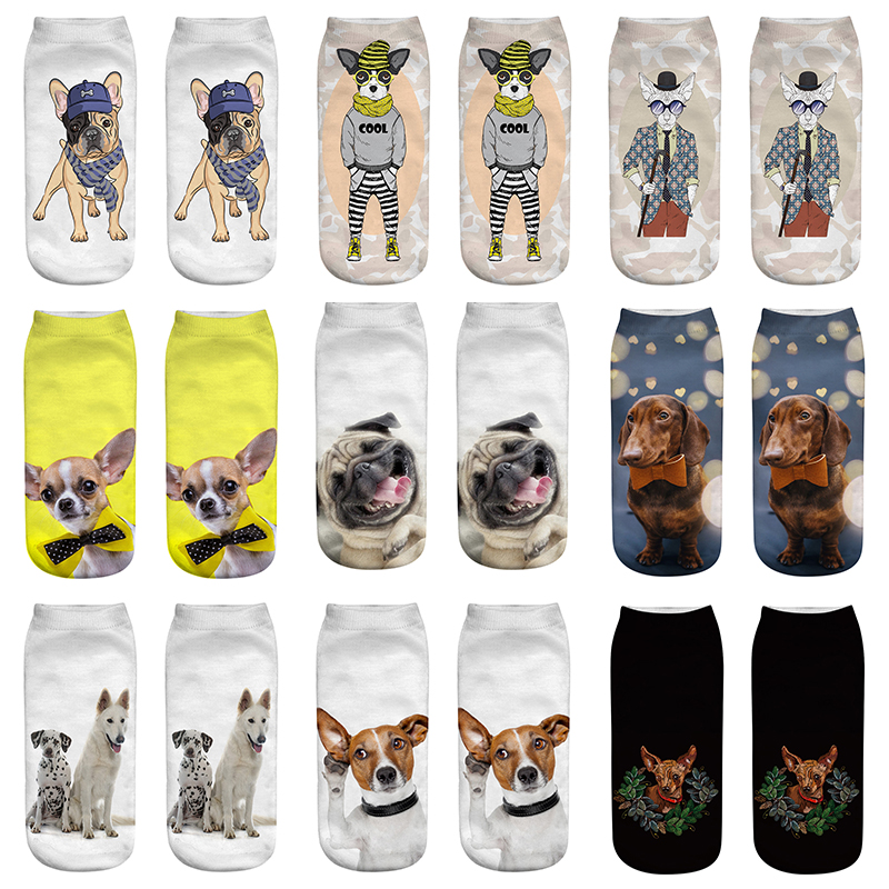 Socks Women 9 Pairs Set Retro Elephant Print Socks Female And Interesting Animal 3D Printed Breathable Cotton Socks: AS12-2