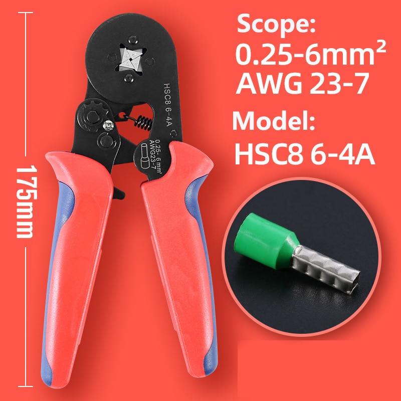 Crimping PliersWire end Ferrule Pieces of Cable lugs Tool Kit 0.5-10mm² for Insulated Uninsulated Wire Rope Ratchet Cable lugs