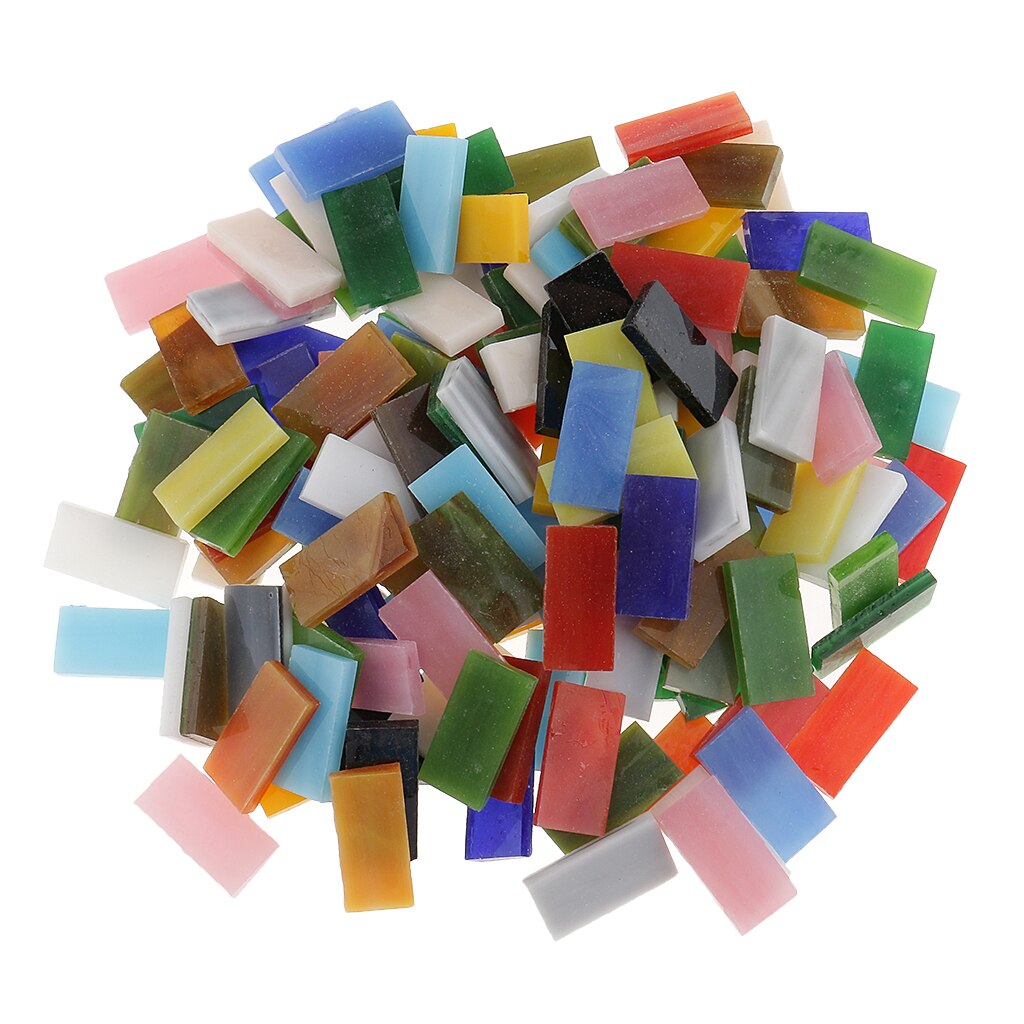 10x20mm Rectangle mosaïque carreaux vitrail pièces fournitures pour enfants artisanat pierres en vrac, coloré, ensemble de 150 pièces