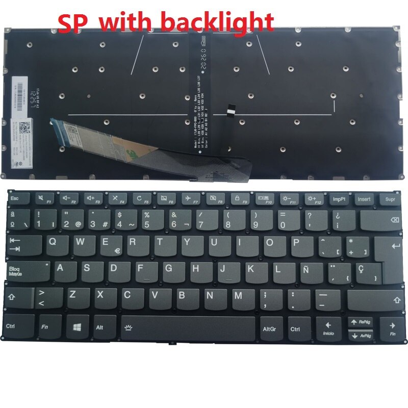 US/UK/SP/Spanish laptop keyboard for LENOVO Yoga C740-14 C740-14IML S740-14 C340-14 C340-14API ThinkBook 13s-IWL 13s-IML 14s-IWL: SP with backlight