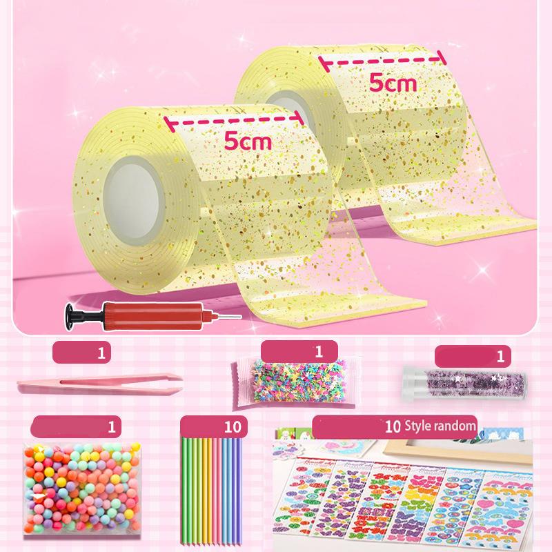 DIY artesanía pellizco juguete hacer juego de cintas de burbujas soplables sin marcar adhesivo de doble cara reutilizable Color Kit de Nano cinta adhesiva alta: Rosa