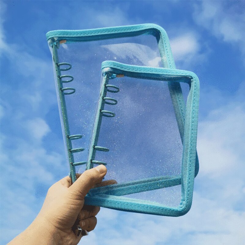 A5 A6 Losbladige Notebook Cover Glitter Rits 6 Gat Bindmiddel Clip Notepad