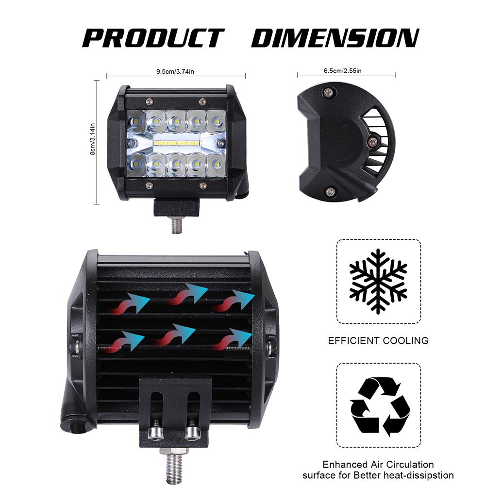 4in bil led arbejdslampe bar lampe til offroad båd traktor lastbil 4 x 4 suv tågelygte 12v 24v forlygte til atv led bar