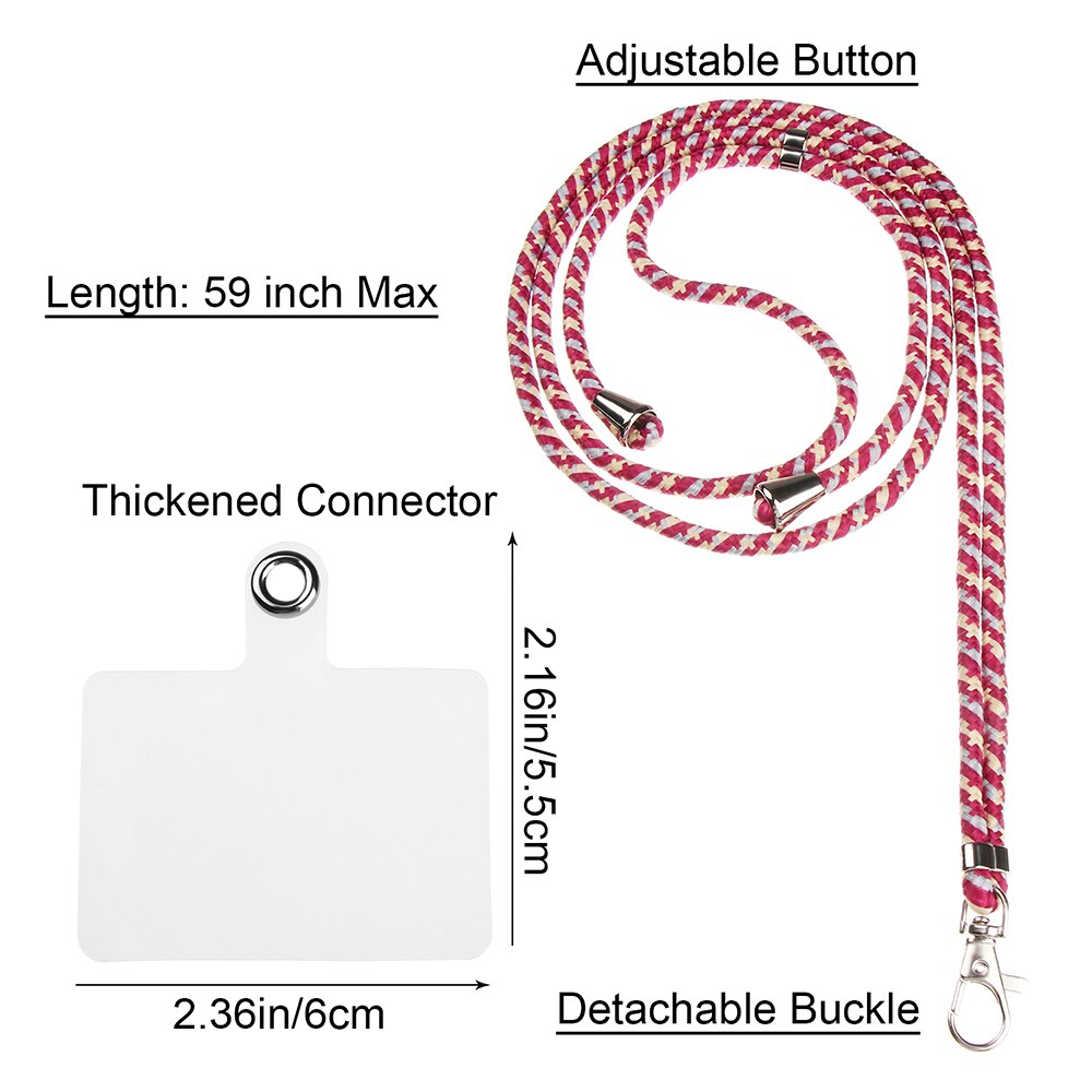 Universele Mobiele Telefoon Lanyards Met Verstelbare Afneembare Nylon Hals Crossbody Lanyard Met Transparante Duurzaam Pads