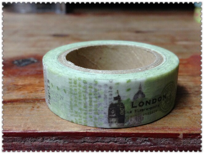 Mooie 15mm * 10 m washi papier tape/Tinge groene Frankrijk amoureuze gevoelens view masking japan washi tape