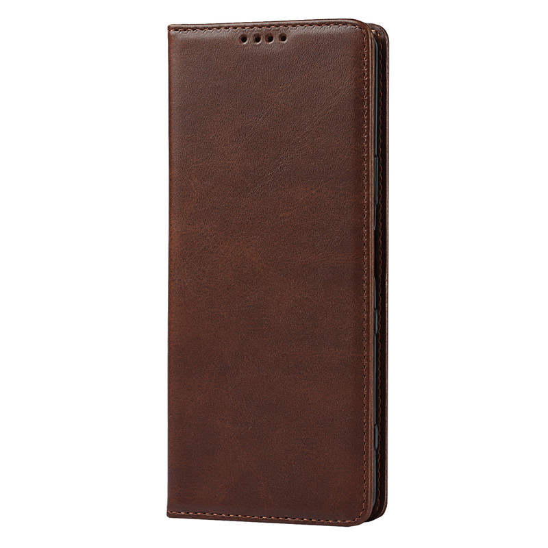 Skórzane etui do Sony Xperia 1 III etui z klapką etui na karty magnetyczne przyciąganie pokrywy skrzynka dla Sony Xperia 1 II portfel etui: For Xperia 1 II / Brązowy