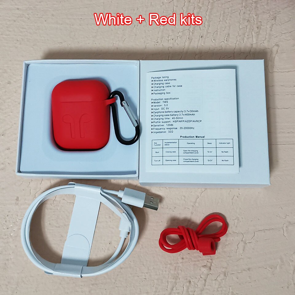 i10000 TWS Air 2 Rename Wireless Bluetooth Earphone Smart Sensor 8D Super Bass Pop up Earbuds 1536D PK i200 i1000 i5000 i9000TWS: White-red kits