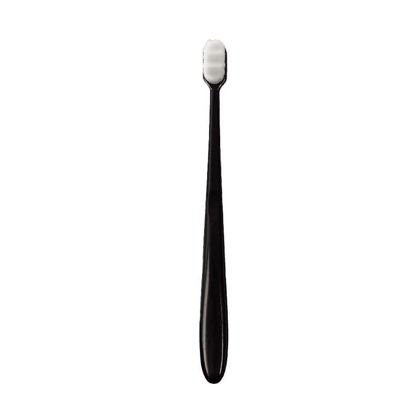 Brosse à dents Ultra-fine, douce, à millions de poils, pour adultes et enfants, nettoyage en profondeur, Portable, voyage, soins buccaux, 1 pièce: black