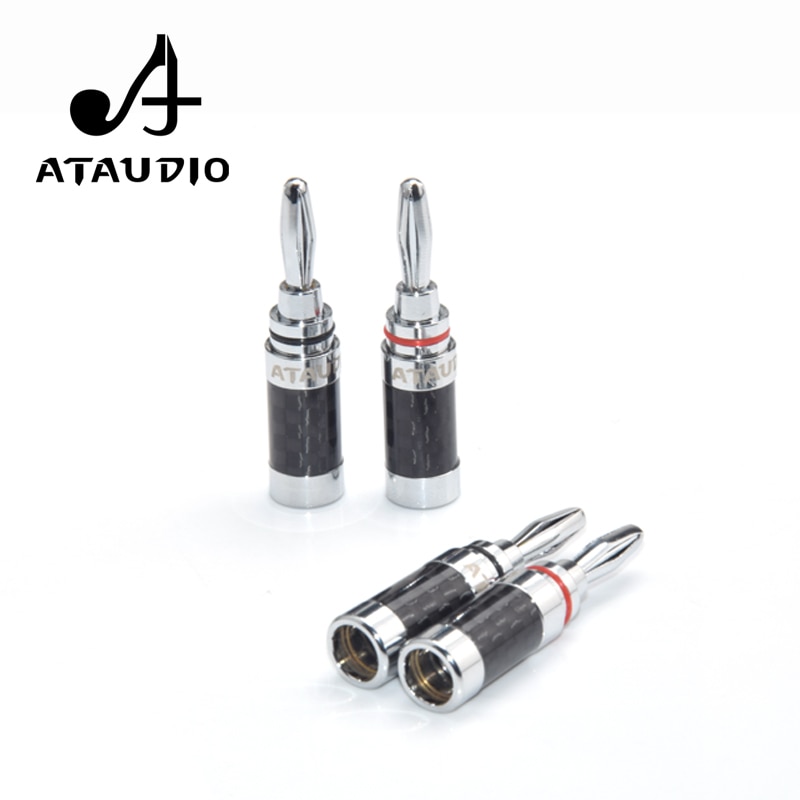 8 pièces ATAUDIO Hifi prise banane Fiber de carbone rhodié câble haut-parleur fiche banane