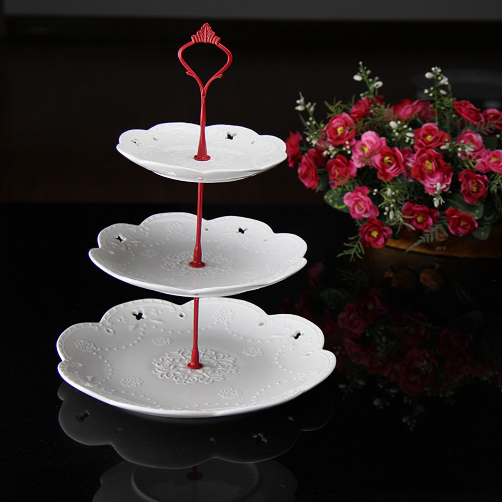 3-Tier Sturdy Cake Plate Stand Cupcake Tray Handle Fittings Hardware cake tools