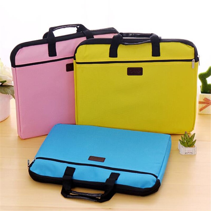 Bolsa de documentos portátil para hombre y mujer, bolso de lona A4 de oficina con cremallera de gran capacidad, bolso de información multicapa, maletín para reuniones