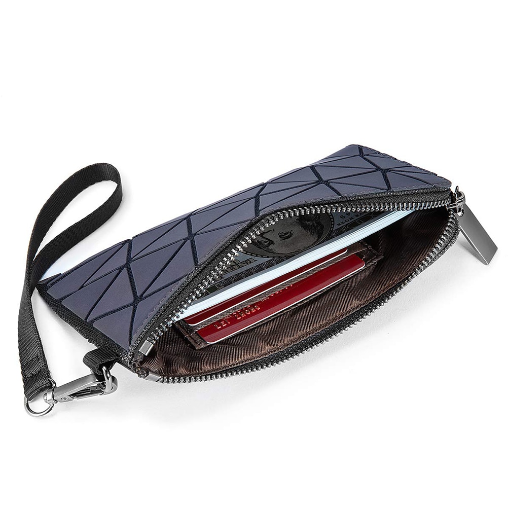Wallet Women Long Wallets Geometric Luminous Zipper Purse Holographic Reflective Handbag for Women Ladies Phone Cards bag