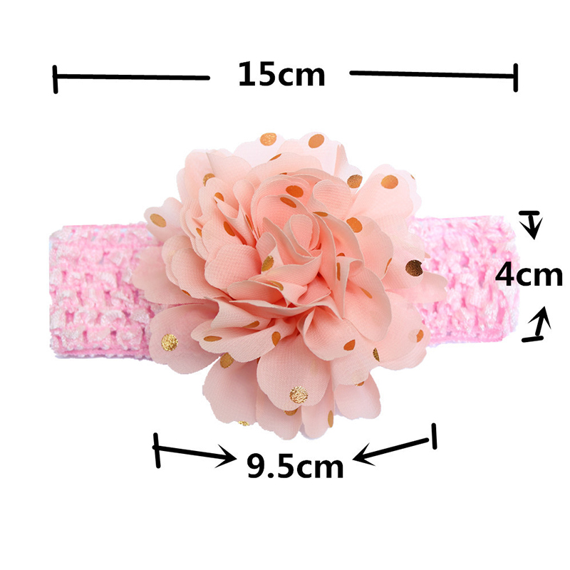 Pailletten Grote Bloemen Elasticiteit Brede Baby Hoofdband 12 Kleuren Haar Accessoires Kinderen Stamping Chiffon Haarband