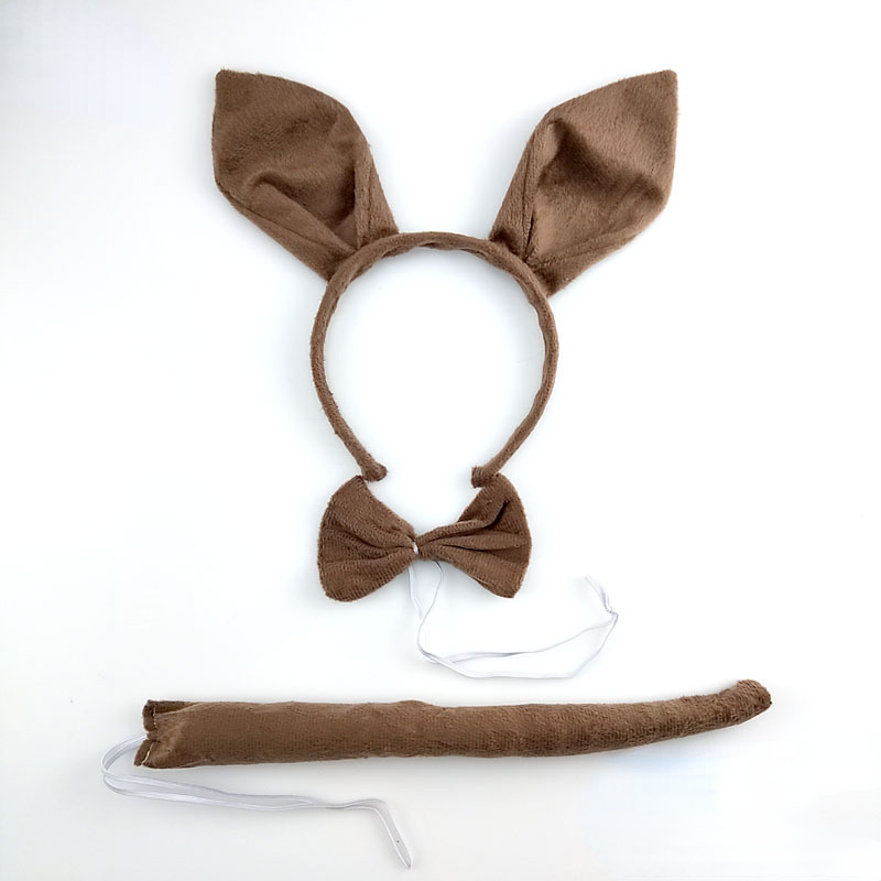 Women Adult Children Easter Rabbit Ear Kangaroo Makeup Party Ball Props Animals Headband Bow Knot Tail Halloween Costume Cosplay