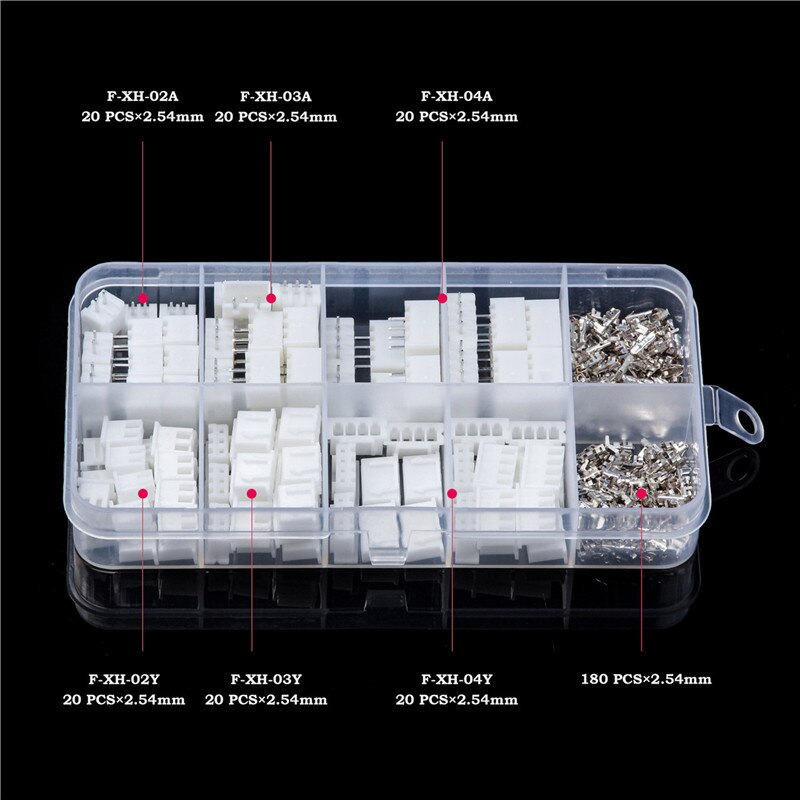 180/270pcs Dupont Connector Pin Jumper Header Socket Housing Bare Electronics Crimp Pin Terminator Kit JXT-XH-2.54mm/PH-2.0mm: 180Pcs JXT-XH