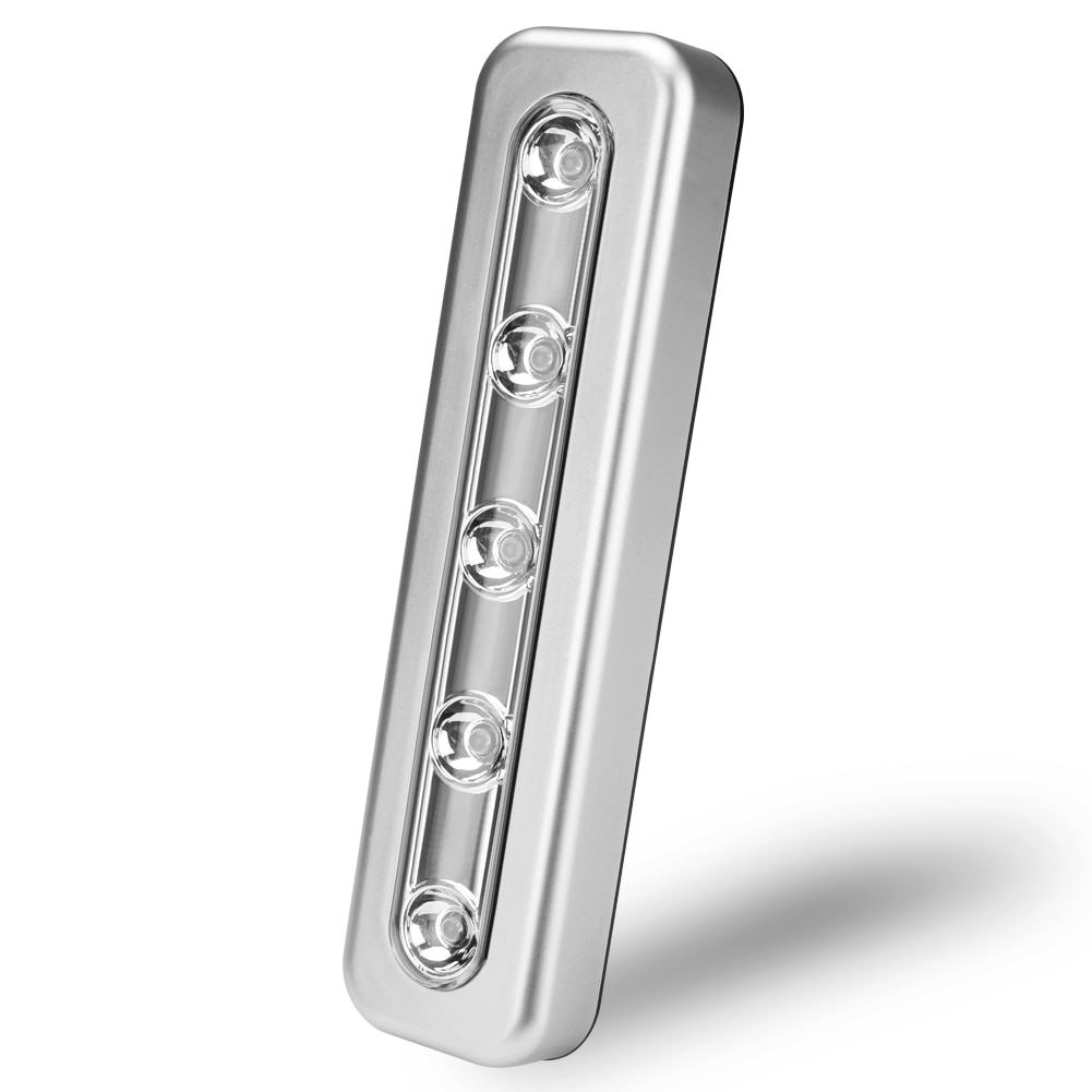 Draadloze 5 Led Night Light Onder Kast Licht Garderobe Kast Keuken Lamp Push Touch Night Light