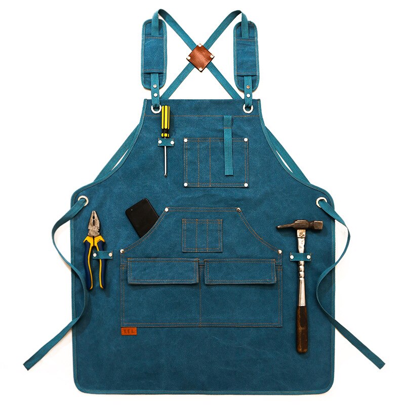 Mandil de herramientas de lona ajustable para hombre y mujer, delantal de utilidad resistente con bolsillos para trabajo de madera, sala de artesanía, taller