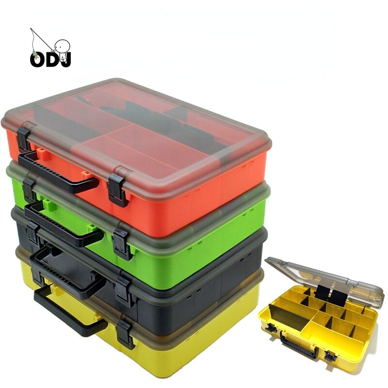 Cajas de aparejos de pesca portátiles, herramienta de señuelo de sedal de carrete de Pesca, gruesa, duradera y grande, caja de almacenamiento multifunción, 40,5X28,5X8,5 cm