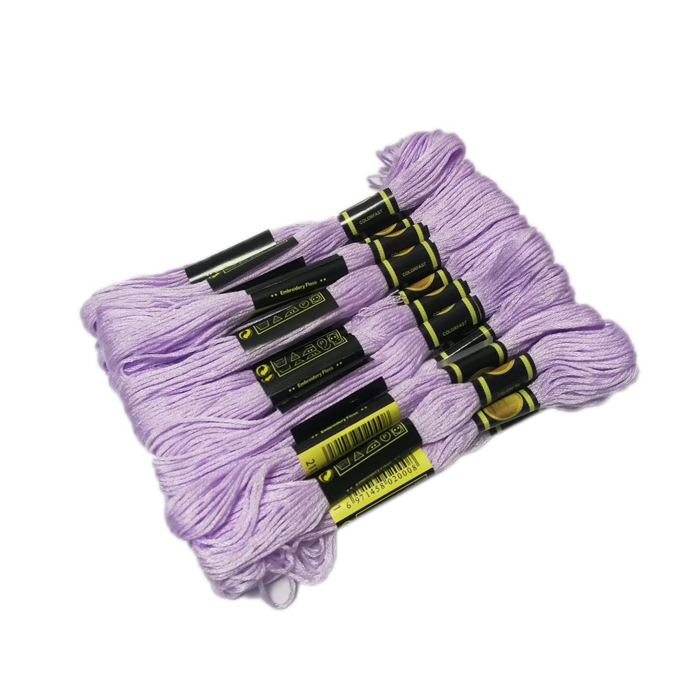 24 Skeins Multi Colors Embroidery Thread Floss Egyptian Long Fibre DMC Cross Stitch DIY Sewing Craft Embroideried Thread TH00052: light purple
