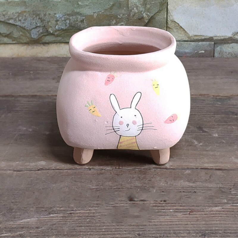 Cartoon Flower Pot Hand-Painted Plant Pot Succulents Pot Desktop Potted Home Decoration