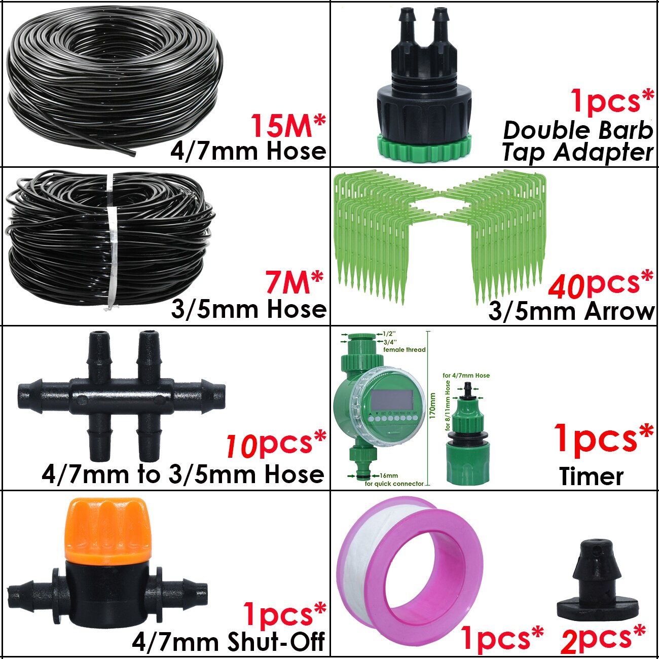 KESLA Garten Automatische Bewässerung Bewässerung Bausatz Ellenbogen Emitter Tropfen-System 4/7MM zu 3/5MM Schlauch für Bonsai Topf Blume Gewächshaus: Pflaume