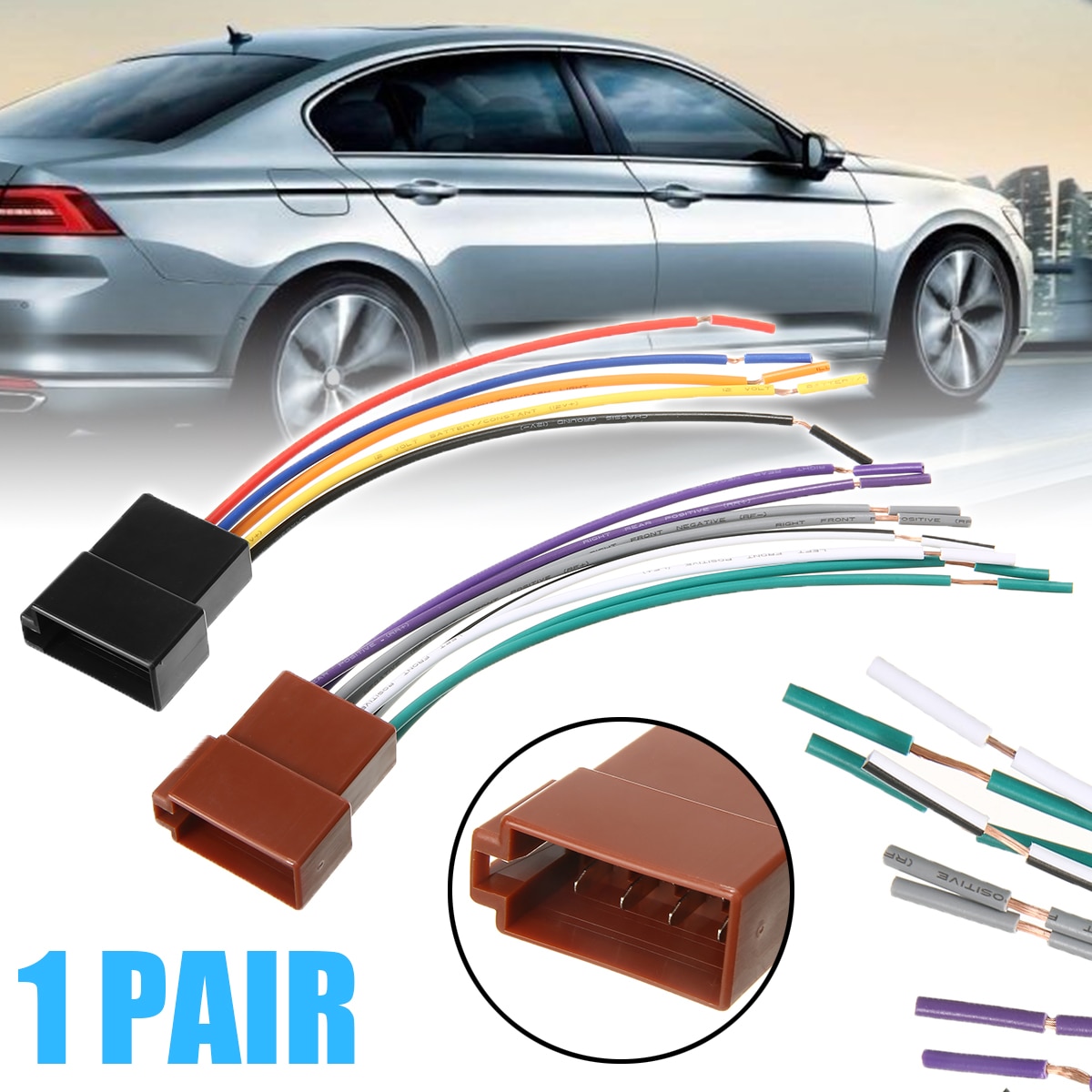1 Pair Universal Car Stereo Female Socket Radio ISO Wire Harness Adapter Connector Car Electronics Accessories