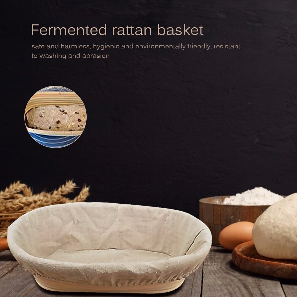 Banneton-cesta ovalada de mimbre para fermentación de pan, cesta de fermentación de masa de mimbre Natural, para hornear, 2 piezas