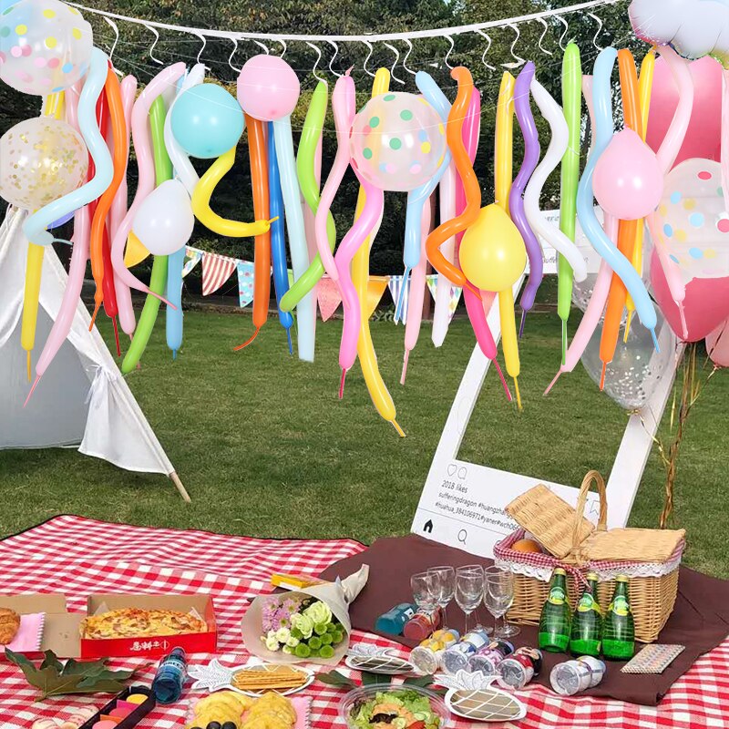 Picknick Party Decoratie Lange Ballon Kleurrijke Stip Latex Ballonnen Baby Shower Eerste Verjaardag Achtergrond Home Decor