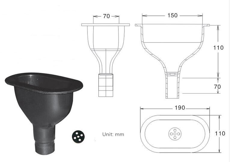 Laboratory High density PP water Channel Plastic Oval / Rectangular Cup Sink Is Suitable For Hospitals, Research Institutions: 02