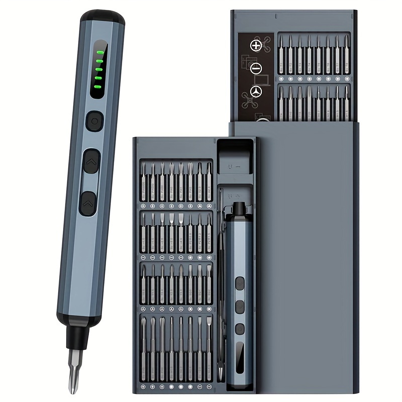 Mini elektrisk skruvmejselsats 68 in 1 sladdlös  s2 precision-bits 5 momentinställningslampor reparationsverktygssats för pc rc elektronisk: Default Title