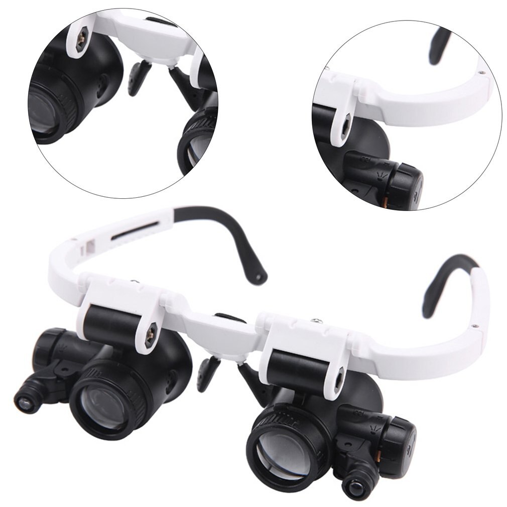 Head Mounted Glasses Magnifier With LED Light Magnifying Glass led lupa For Watchmaker Jewelry Optical Len Glass Magnifier Loupe