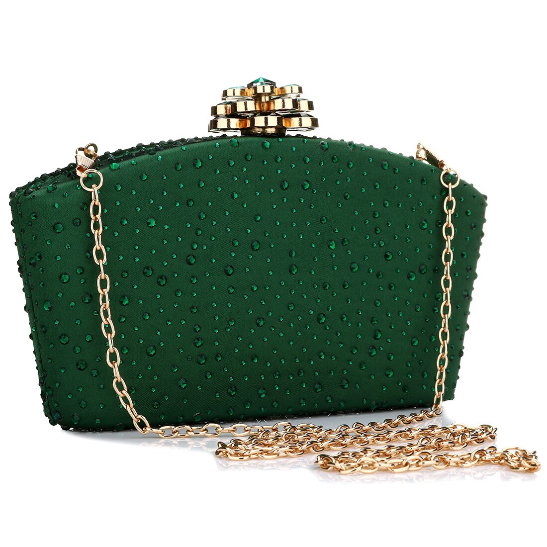 Pochettes en cuir pour femmes, sacs de soirée en forme d'oreiller pour dames, sac à bandoulière Banquet de mariage, pochette de fête tendance avec strass: green