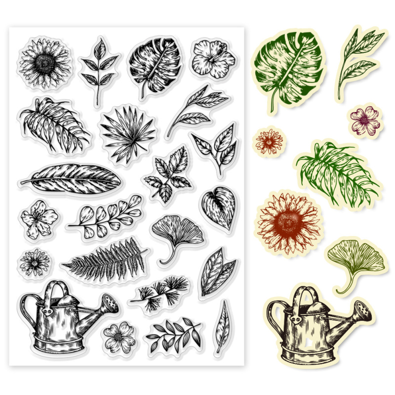 1pc fe-klare stempler til gør-det-selv scrapbooking blomster træ silikone stempelforseglinger gennemsigtige stempler til kortfremstilling fotoalbum: Blå