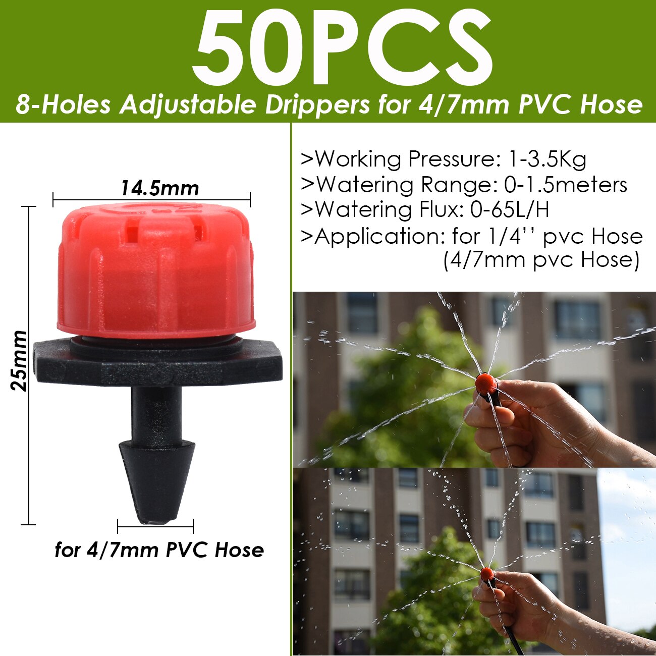 Greenhouse Garden Drip Irrigation Dripper Rotating Nozzle Spray Watering Sprinkler Emitters for 4/7mm 1/4in Hose Barb Connectors: SKY BLUE