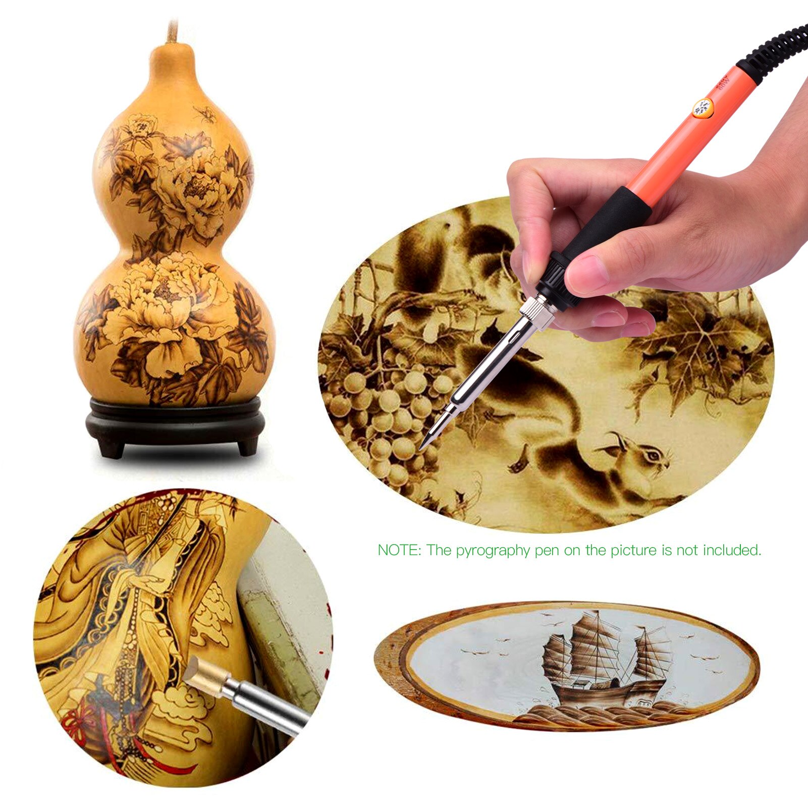 30 Piece Wood Burning Tip Set Carving Iron Tip with Stencils for Wood Burning Carving Embossing Soldering