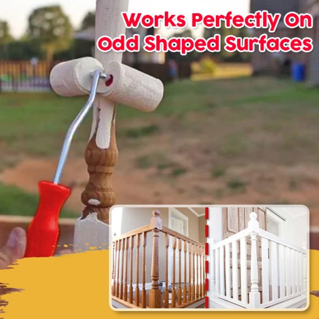 Paint Roller Tool Portable Double Head Paint Roller Brush Handle Flocked Edge Wall Painting Tool for Wall Decoration