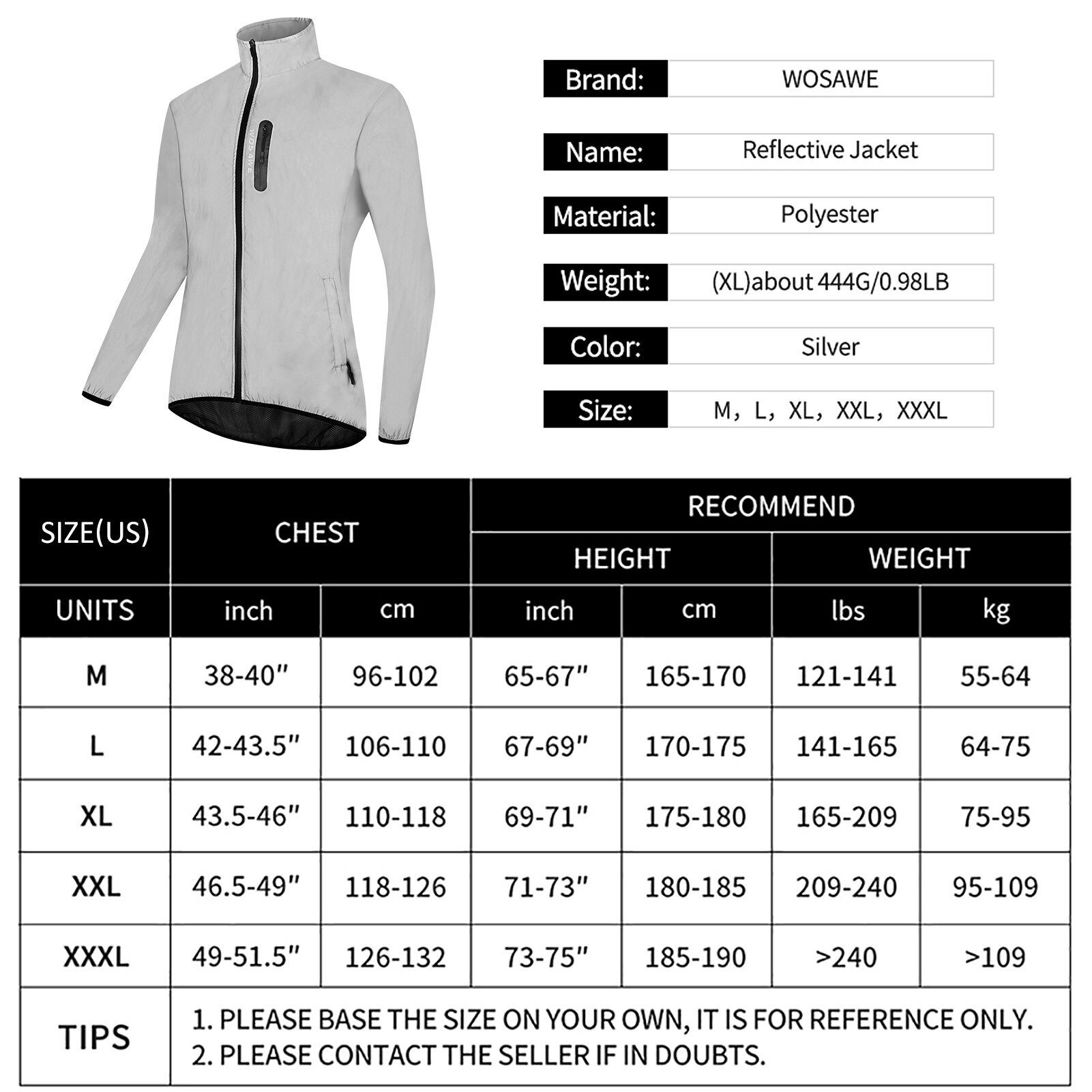 High Visibility Reflective Jacket Coat Cycling Jacket Waterproof Windproof Outdoor Night Sports Running Cycling Jacket