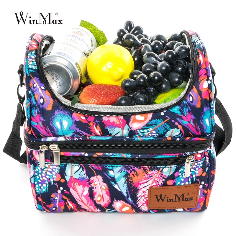 Lonchera térmica Winmax con aislamiento de aluminio, bolsa de nailon impermeable para Picnic, fruta, bolso grande, bolsa de nevera familiar