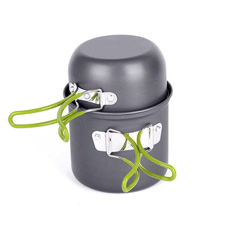 Mini Aluminum Alloy 0.62L/1.2L 2-Piece Set Portable Outdoor Cooker Pot 1-2 Person Travel Camping Pan With Color Box For: Default Title