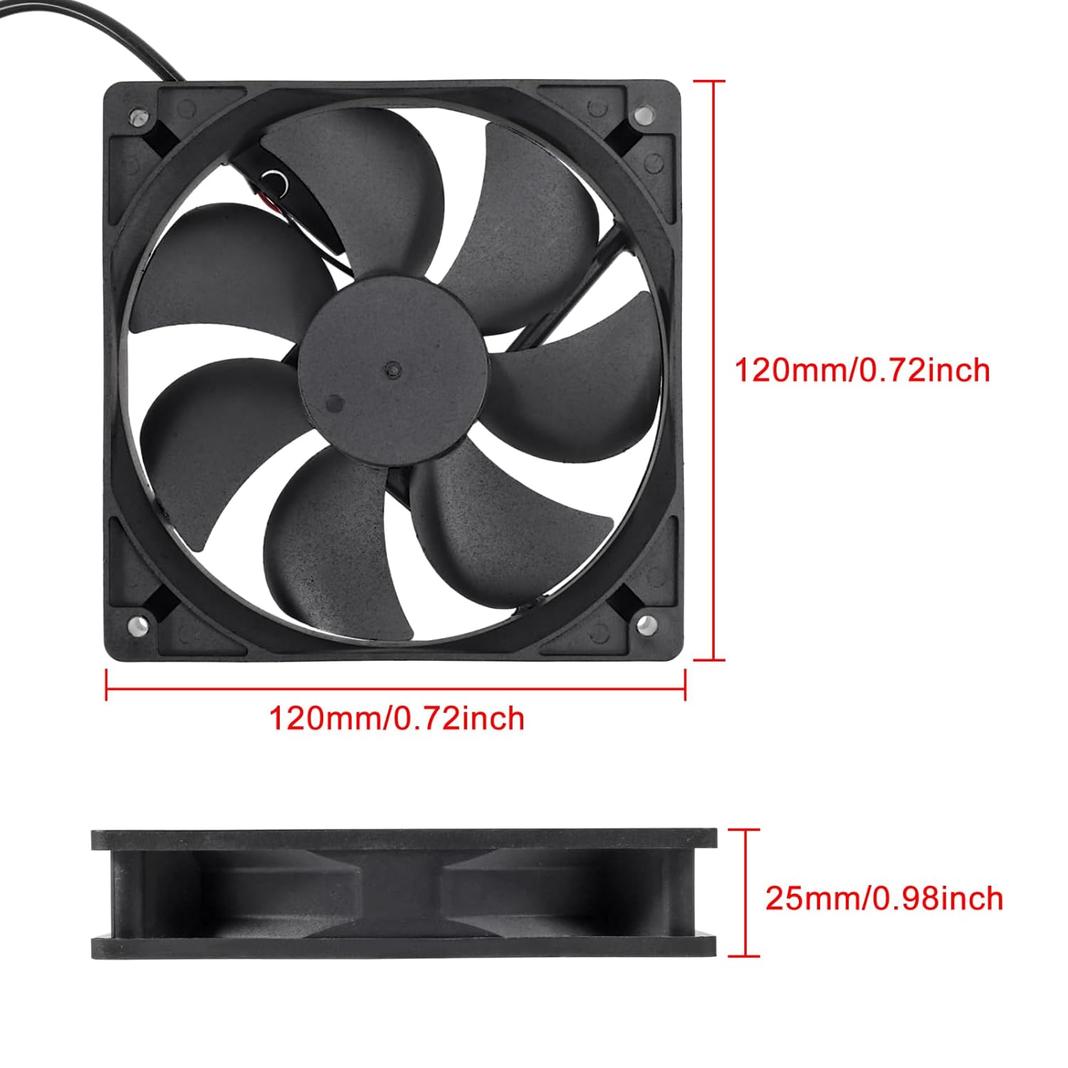 2 Stück 12025 Lüfter 120 x 120 x 25 mm DC 5 V 120 mm x 25 mm bürstenloser USB-Kühl-PC-Lüfter, Ersatz-Kugellager 120 mm Lüfter zur Kühlung DIY