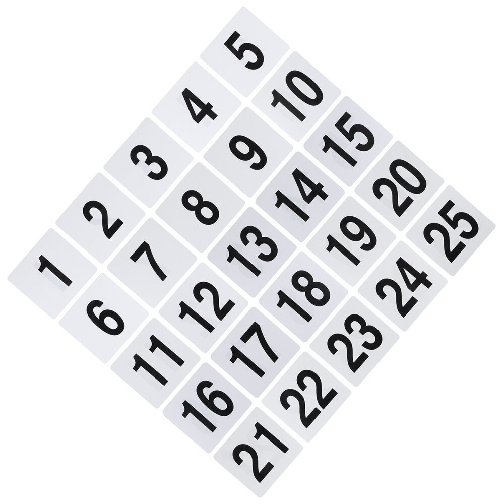 25PCS Restaurant Number Card Plastic Number Plate Table Top Number Card Seat Platform Word Plate Table Tablet Stands White