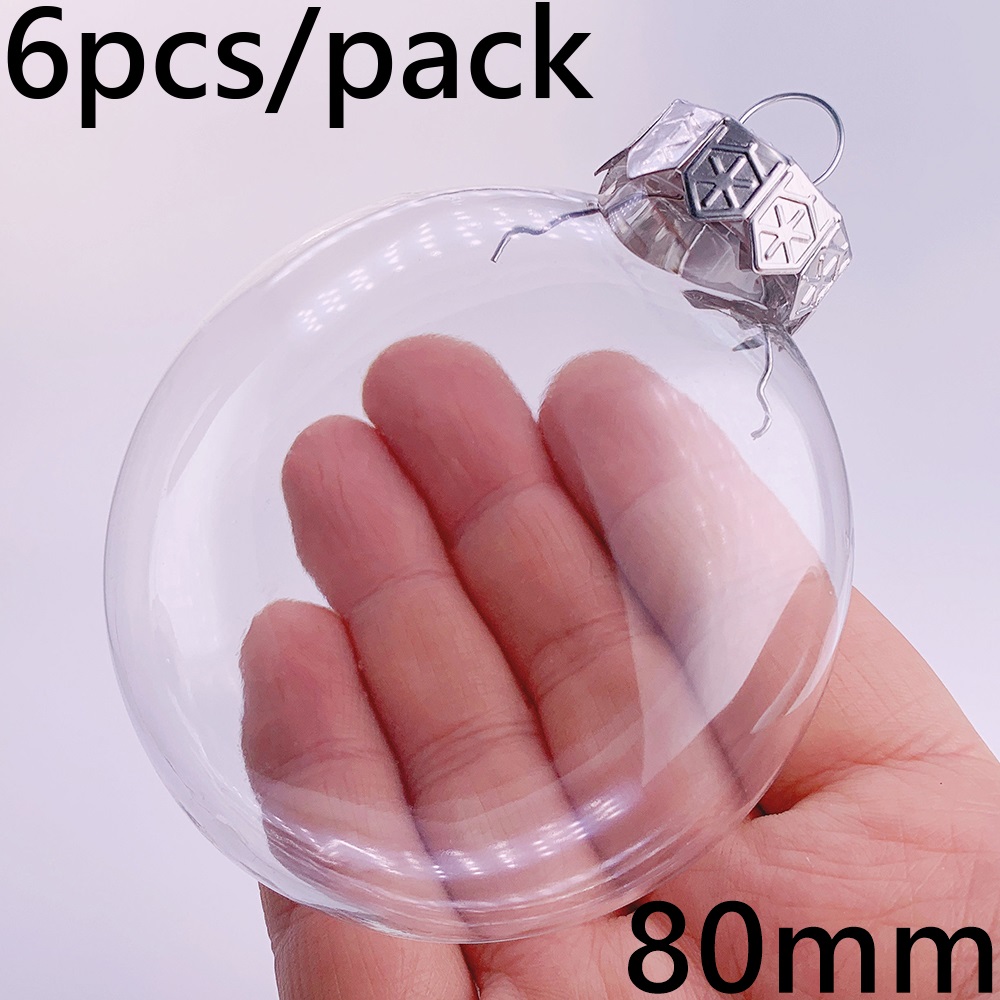 6 Stuks X Diy Shatterproof Transparant Huis Kerstversiering Kerstbal Ornament 115*60Mm Plastic Diamant