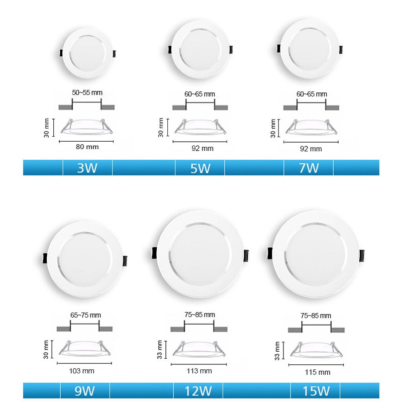 3W 5W 7W 9W 12W 15W Led Downlight 220V AC240V LED Ceiling living room light Lighting bathroom spotlight ceiling Lamps