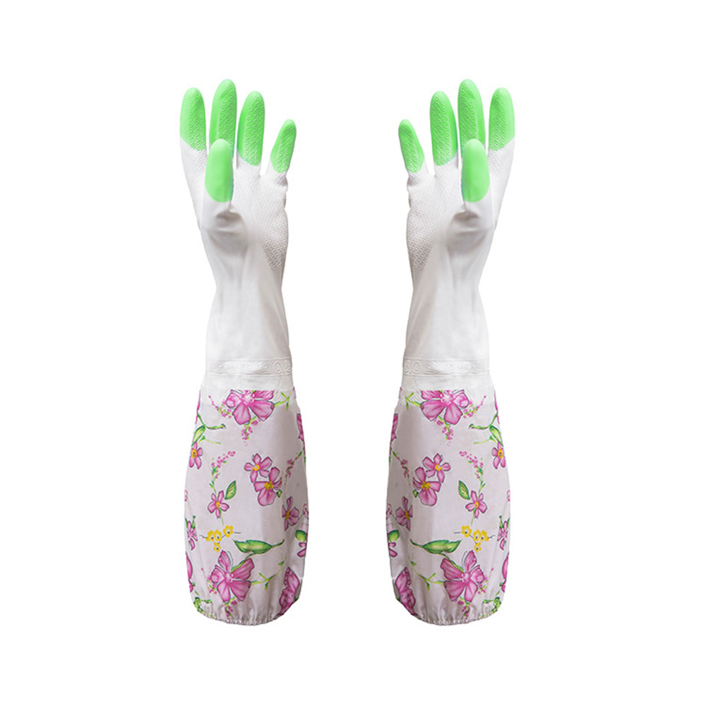 HAICAR 1 Pair Home Washing Cleaning Gloves Waterproof Rubber Latex Flannel Washbowl gloves Kitchen Glove