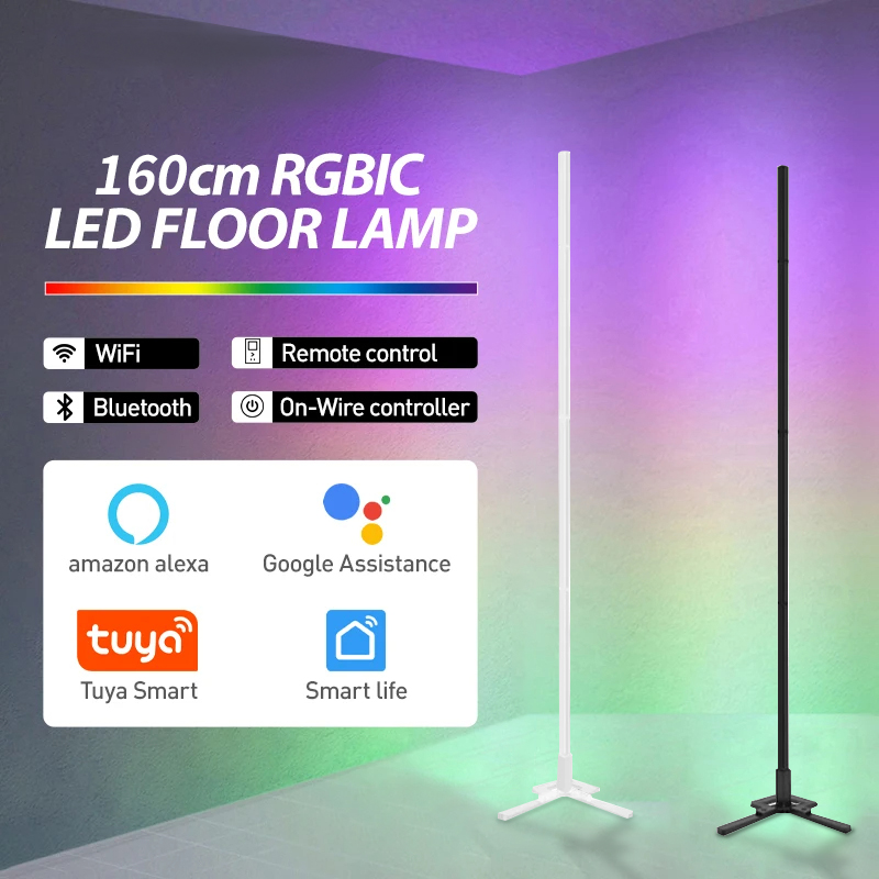 Tuya rgb led gulvlys, colorido, kontrol fjernbetjening, aplicação inteligente, ambiente de manto moderno , 160cm